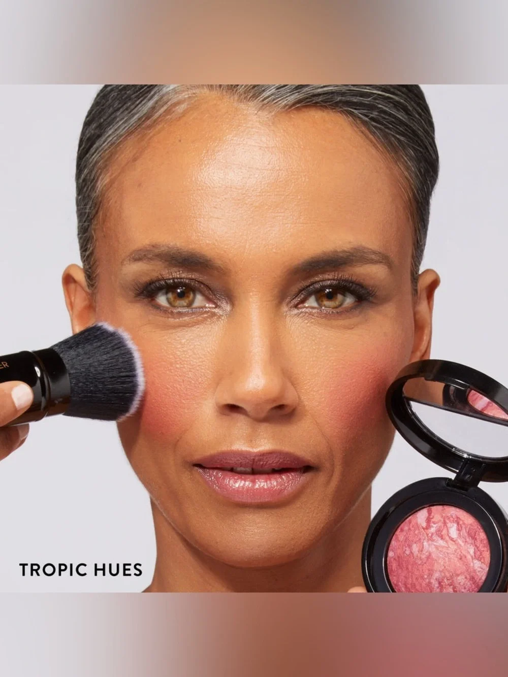 Laura Geller Tropic Hues Mini Baked Blush-n-Brighten Marbleized Blush-pink coral